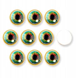 MIXFORM Kaboson üveg, szem, kerek, barkácsoláshoz, tengeri zöld, 14x4mm, 10db (13WB30350)