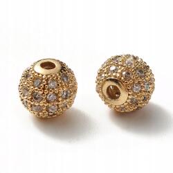 Mixform Sárgaréz gyöngyök cirkóniákkal, golyók, tartós arany bevonat, 8x7mm, 2 db (13WB30804)