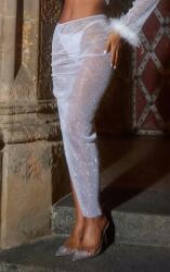 Prettylittlething Petite flitteres szoknya, Size M/L, ezüst