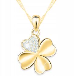 Larezo Arany nyaklánc négylevelű lóherével 585 Lóhere medál Ezüst 925 (łańcuszek srebrny kwiat życia na szczęście)