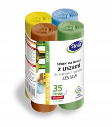 Stella Szemeteszsák szelektív hulladékgyűjtéshez füles 35L szett 4 szín x 10db (WNS-2174)