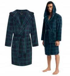 Henderson Férfi Kapucnis Fürdőköpeny Zöld-kék Kockás Nickel 3XL (43373-059)