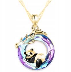 Larezo Arany Kristály Nyaklánc Pandával Ág Színes Kristály Ezüst 925 (łańcuszek pozłacany srebrny przyjaźni z panda)