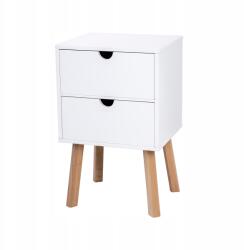 POSNORD Éjjeliszekrény Mdf és tömör bükkfa két fehér fiókkal Posnord (5904365264006)