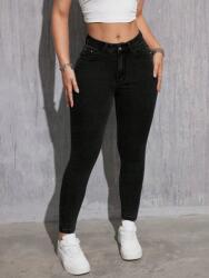 Shein Farmer Nadrág, magas derekú, Size 27, fekete, 71% pamut