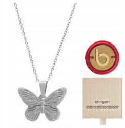 Blingart Női nyaklánc pillangó medál sebészeti acél ékszer 316L Blingart (SZ0538#S Naszyjnik damski zawieszka motyl)