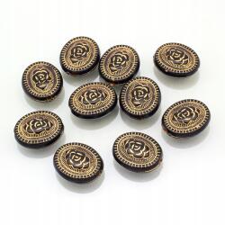 Mixform Akril gyöngyök, Kerek, Lapos, Arany mintás, Fekete 22x18.5x8mm 10db (13WB14391)