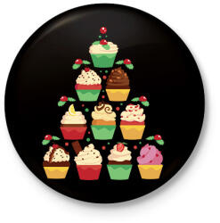 printfashion Muffin karácsonyfa - Kitűző, hűtőmágnes - Fekete (17830413)
