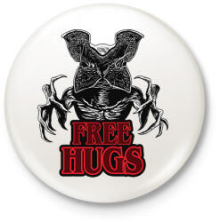 printfashion Stranger Things - Demogorgon Free Hugs - Kitűző, hűtőmágnes - Fehér (17838512)