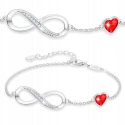 Larezo Ezüst Karkötő Infinity Piros Szív Kristályok Ezüst 925 (bransoleta infinity nieskończoność czerwona 1)