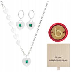 Blingart Női ékszer szett szív cirkónia sebészeti acél Blingart (BZ0094#S Komplet biżuterii damski serduszko)