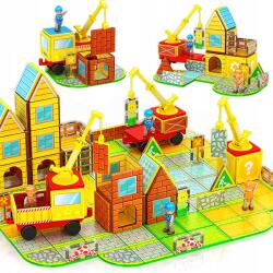  Mágneses építőkockák, konstrukciós, oktató készlet 45 db-os, nagy 3D panelek 7, 5 cm (KLOCKI MAGNETYCZNE KONSTRUKCYJNE ZESTAW 45)