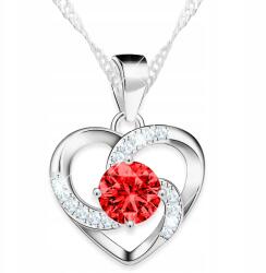 Larezo Ezüst szív nyaklánc piros szemekkel rubin cirkónia Ezüst 925 (łańcuszek czerwone serduszko z cyrkoniami)