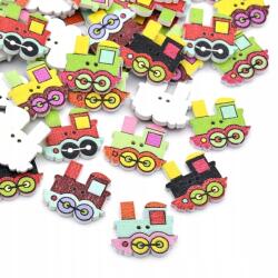 MIXFORM Fa gombok, Festett, Gőzmozdony, Színkeverék, 24x22mm 10db (14WB9613)