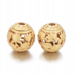 Mixform Üres Lótusz sárgaréz gyöngyök, tartós bevonat, matt, arany, 8x8mm, 2db (13WB28253)