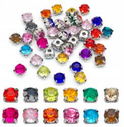 MIXFORM Varrható strasszok kosárban, akril és sárgaréz, vegyes színek, 6mm, 50db (13WB25556)