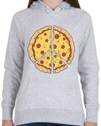 printfashion Pizza béke - Női kapucnis pulóver - Sport szürke (17839196)