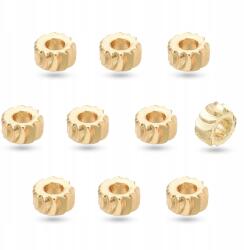 Mixform Sárgaréz gyöngyök, Twist, 18K aranyozott, 4x2mm, Lyuk 1.6mm, 10 db (13WB27323)