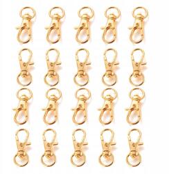 MIXFORM Forgatható karabiner-Lobster kapocs, ötvözet, arany, 30.5x11x6mm, 20db (13WB31113)