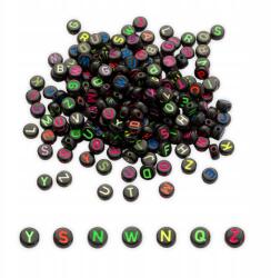 Mixform Kraft stílusú akril gyöngyök, Betűk, Lapos kerek, 6-7x3.5-4mm, 25g~175db (13Z24796)