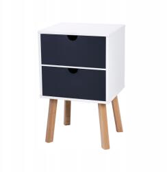 POSNORD Éjjeliszekrény Mdf és Bükkfa Fehér Korpusz Két Fekete Fiók Posnord (5904365264020)