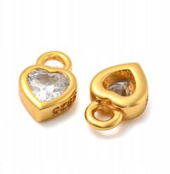 MIXFORM Ezüst 925 Medál Szív cirkónia aranyozott 18K, 6x4x2mm, 2db (13WB32375)