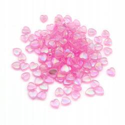 Mixform Eco Akril gyöngyök Átlátszó, Szív, Szivárvány Rózsaszín, 8x3mm, 25g~130db (13WB29493)