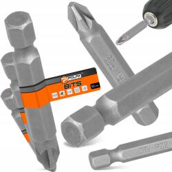 POLAX 3x Csavarbehajtó Bit PZ2 50mm Mágneses hegy 1/4 Pozidriv Grot Robusztus V8 (51-081(X3))