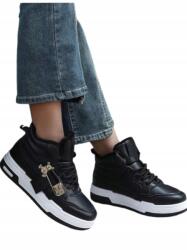 Seastar Női Lapos Magasszárú Tornacipő Bélelt Szőrmével Fekete méret 39 (8929 czarne sportowe skórzane jesień zima)