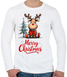 printfashion karácsonyi rénszarvas - Férfi hosszú ujjú póló - Fehér (17744269)