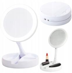  LED-es tükör, 10x nagyítás, állítható, fehér (26243)