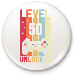 printfashion Level 50 Unlocked-01 - Kitűző, hűtőmágnes - Fehér (17783603)