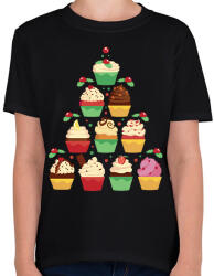printfashion Muffin karácsonyfa - Gyerek póló - Fekete (17829749)