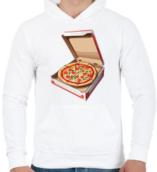 printfashion Pizzás doboz - Férfi kapucnis pulóver - Fehér (17843133)