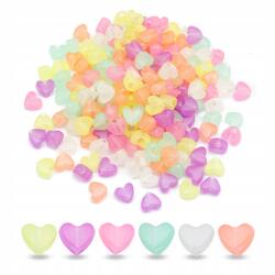 Mixform Fluoreszkáló akril gyöngyök Neon csillogó szív, 8x10x6mm, 50g~170db (13WB31614)