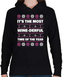 printfashion Karácsonyi csúnya pulcsi - Női kapucnis pulóver - Fekete (17829734)