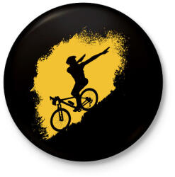 printfashion Hegyi kerékpáros - Kitűző, hűtőmágnes - Fekete (17832682)