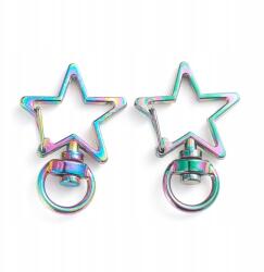 MIXFORM Karabiner kapocs- Lobster Forgatható Szivárvány csillag 34x24x5mm 2db (13WB28281)