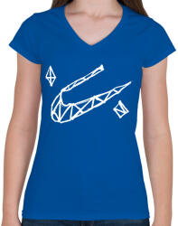 printfashion rajzolNIKEll. fehér - Női V-nyakú póló - Királykék (17803943)