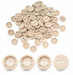 MIXFORM Fa gombok, kézműves, "Handmade", kerek, 15x3-3.5mm, 100db (13WB25204)