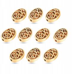 Mixform Tibeti stílusú gyöngyök, ovális, áttört, antik arany, 12x9x3mm, 10db (13WB31474)