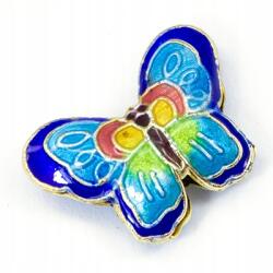  Fém gyöngyök, Pillangó, Sárgaréz, Zománc, Kék 17x23x5mm 1db (14WB6168)