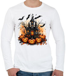 printfashion Halloween kastély - Férfi hosszú ujjú póló - Fehér (17751567)