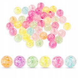 Mixform Crackle akril gyöngyök, átlátszó kerek, mix, 10mm, 25g~45db (2WB28139)