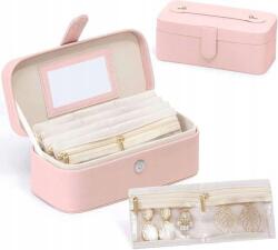  Ékszertartó doboz tükörrel 20x10, 6x9 cm rózsaszín