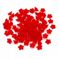 Mixform Akril gyöngyök matt, átlátszó, virágos piros 13x7mm 90db/25g (13WB14431)