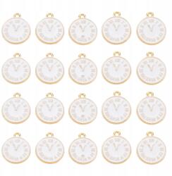 MIXFORM Medálok, Óra, Ötvözet és Zománc, Fehér, 17x14.5x1.5mm, 20db (13WB31923)