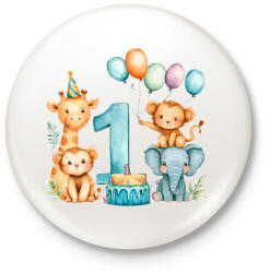 printfashion Állatok 1 éves szülinap - Kitűző, hűtőmágnes - Fehér (17758682)