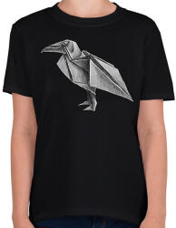 printfashion Origami holló - Gyerek póló - Fekete (17796772)