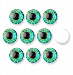 MIXFORM Kaboson üveg, szem, kerek, Diy, akvamarin, 14x4mm, 10db (13WB30351)